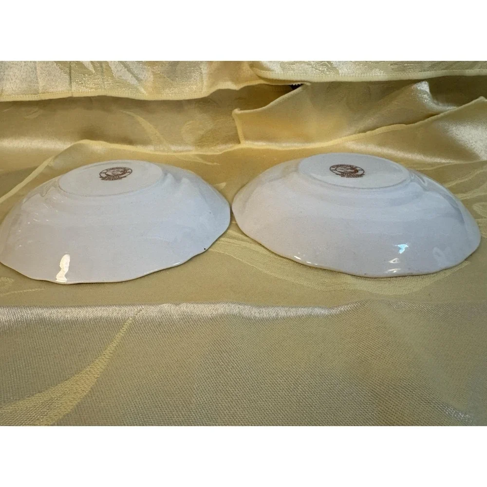Furnivals Brown Quail England Set 2 Cereal Bowls, Excellent Condition Antique